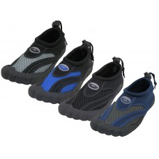 M2285 - Wholesale Men's "Wave" Nylon Upper With TPR. Outsole Barefoot Water Shoes. (*Asst. All Black. Navy/Gray, Black/Royal & Black/Gray)